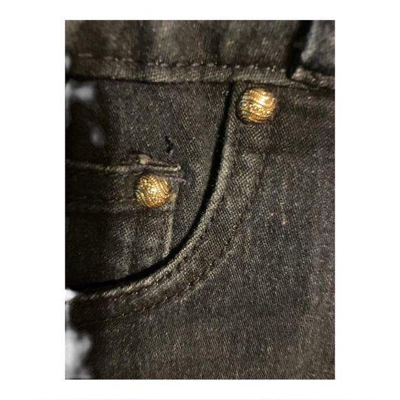 Retro Dark Blue Denim Romper M Chic Faux Leather Trim Side Cutout Full Front Zip - Picture 13 of 15